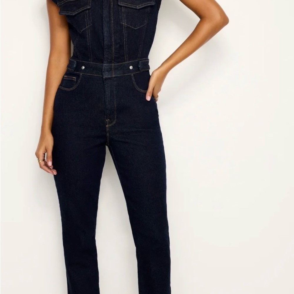 Good American Rinsed Denim Fit for Success Jumpsuit - Picture 4 of 6